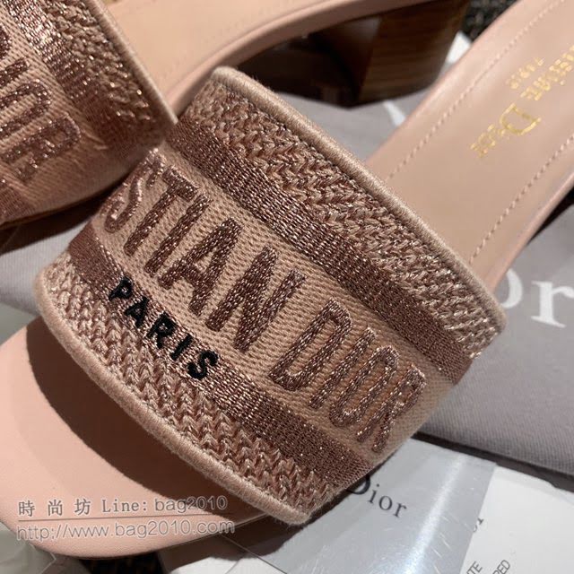 DIOR女鞋 迪奧2021專櫃新款磨砂新大底涼拖 Dior一字型刺繡平拖  naq1502